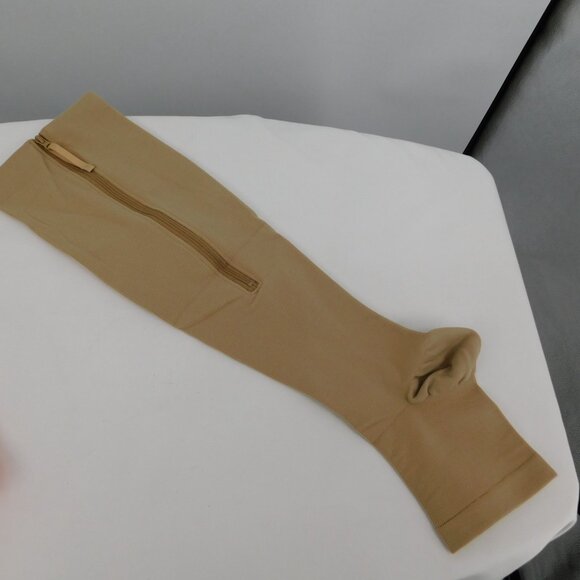 Lemon Hero Health 15-20mmHg Open Toe Zippered Compression Socks 3XL Beige OPEN - Picture 3 of 8